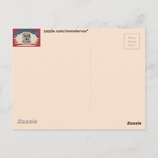 感謝の気持ちを伝える退役軍人ポストカード ポストカード (裏面)