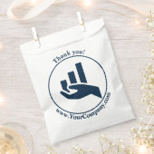 感謝の気持ちを伝える金融プランナー向けの白と青のギフトバッグ フェイバーバッグ (クリップ留めされた状態)