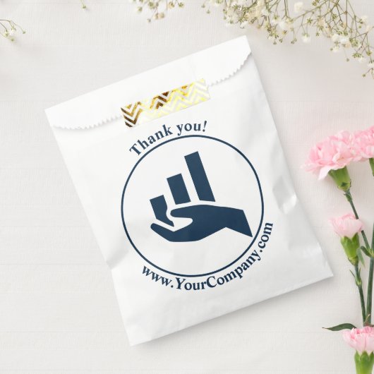 感謝の気持ちを伝える金融プランナー向けの白と青のギフトバッグ フェイバーバッグ (封をした状態)