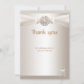 感謝の気持ちを伝える ウェディング ダマスク クリーム ホワイト シャンパン サンキューカード (裏面)