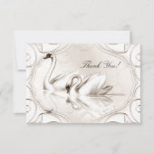 感謝の気持ちを伝える エレガントなウェディング クリームホワイトのスワンセット サンキューカード (正面)