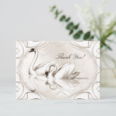 感謝の気持ちを伝える エレガントなウェディング クリームホワイトのスワンセット サンキューカード (スタンド正面)