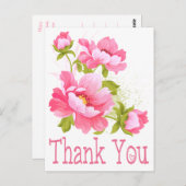 感謝の気持ちを伝える フローラル ピンク 牡丹の花 ポストカード (正面/裏面)