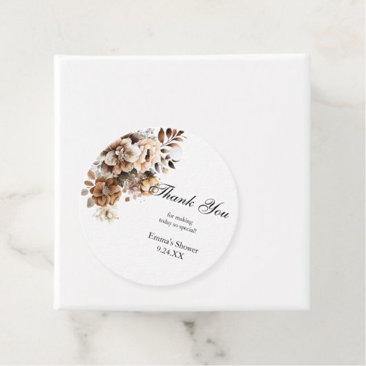感謝の気持ちを伝える ブライダルシャワーのギフトタグ クラシックな丸型ステッカー フェイバータグ (インサイチュ)