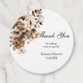 感謝の気持ちを伝える ブライダルシャワーのギフトタグ クラシックな丸型ステッカー フェイバータグ (正面)