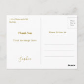 感謝の気持ちを伝える 卒業おめでとう 現代的なピンクの写真 ゴールド ポストカード (裏面)