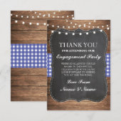 感謝の気持ちを伝える、素朴なカード - ウェディング・BBQにおすすめの木製青チェック柄 サンキューカード (正面/裏面)