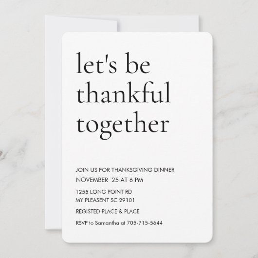 「感謝の気持ちを共にしよう」 招待状 (正面)