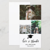 感謝の気持ちを写真3枚でシンプルに卒業 案内状 (正面/裏面)