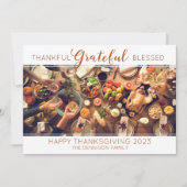 感謝の気持ちを持ったハッピー・サンクスギビングの賛美写真 シーズンカード (正面)