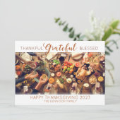 感謝の気持ちを持ったハッピー・サンクスギビングの賛美写真 シーズンカード (スタンド正面)