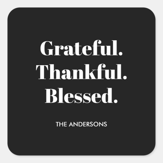 感謝の気持ちを持ったミニマルな賛美感謝祭 スクエアシール (正面)