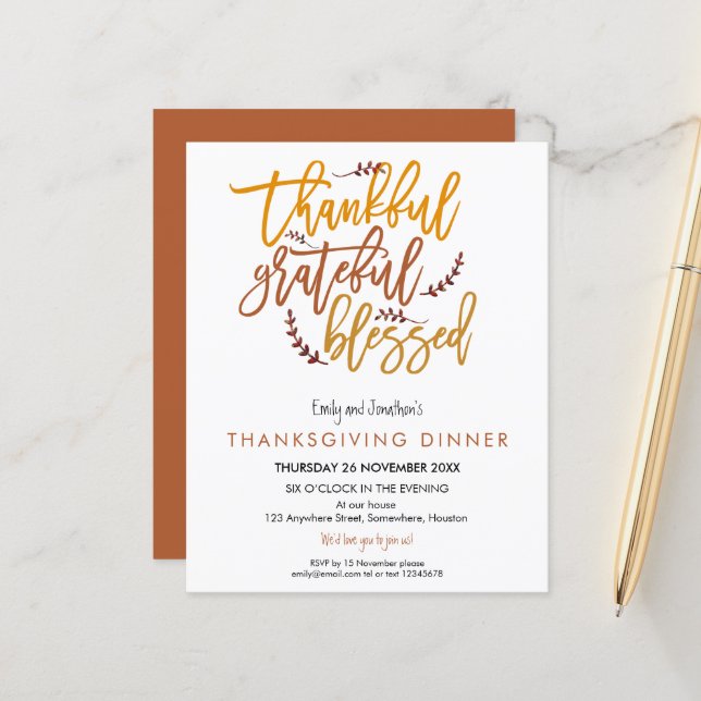 感謝の気持ちを持った感謝の気持ちを賛美予算に収める (正面/裏面インサイチュ)