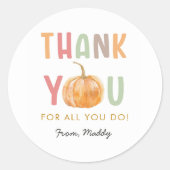 感謝の気持ちを持ってカボチャの感謝祭 ラウンドシール (正面)