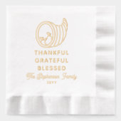 感謝の気持ちを持つコルヌコピア感謝の気持賛美ち 箔ナプキン (正面)
