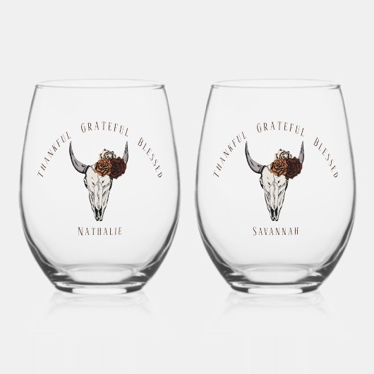 感謝の気持ちを持つ賛美西国の友情 ステムなしワイングラス (正面)