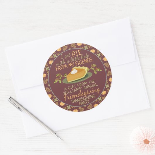 感謝の気持ちを表すカボチャのパイのユーモア ラウンドシール (封筒)