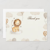 感謝の気持ちを表すカード ライオン ニュートラルカラー 招待状 (正面/裏面)