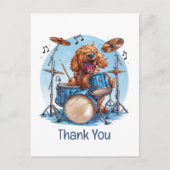 感謝の気持ちを表すゴールデンドゥードルのドラム演奏 ポストカード (正面)