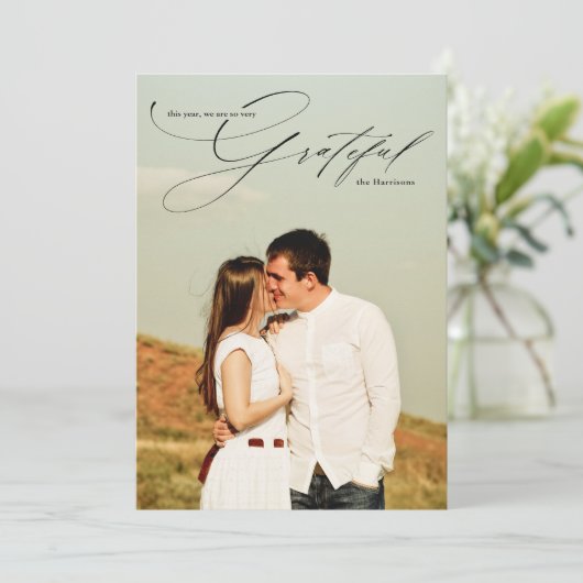 感謝の気持ちを表すスクリプト書道のフル写真 シーズンカード (スタンド正面)