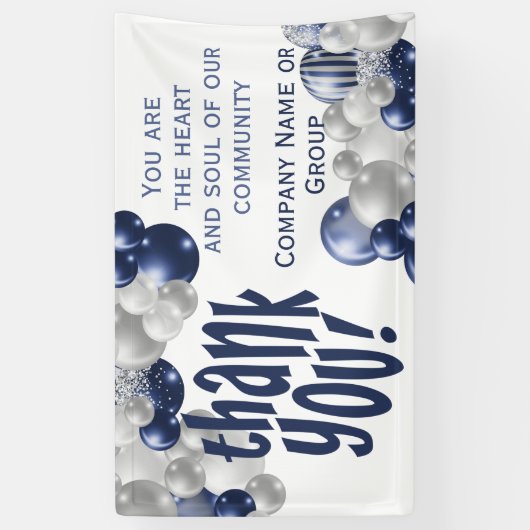 感謝の気持ちを表すスタッフボランティアバルーン 横断幕 (縦)