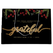 感謝の気持ちを表すモダンなスクリプトのホリーピンジのビジネスロゴ ラージペーパーバッグ (正面)