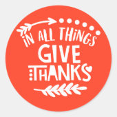 感謝の気持ちを表す与えことに感謝していはオレンジ ラウンドシール (正面)