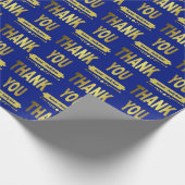 感謝の気持ちを表す 青と金のタイポグラフィー ラッピングペーパー (角)