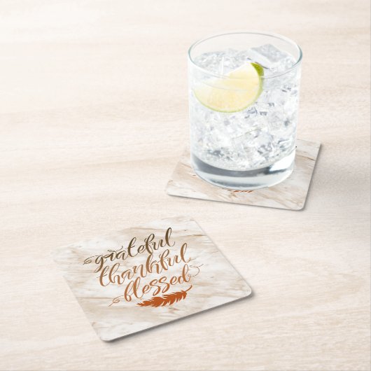 感謝の気持ちを賛美抱く大理石の羽 スクエアペーパーコースター (インサイチュ)