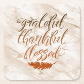 感謝の気持ちを賛美抱く大理石の羽 スクエアペーパーコースター (正面)