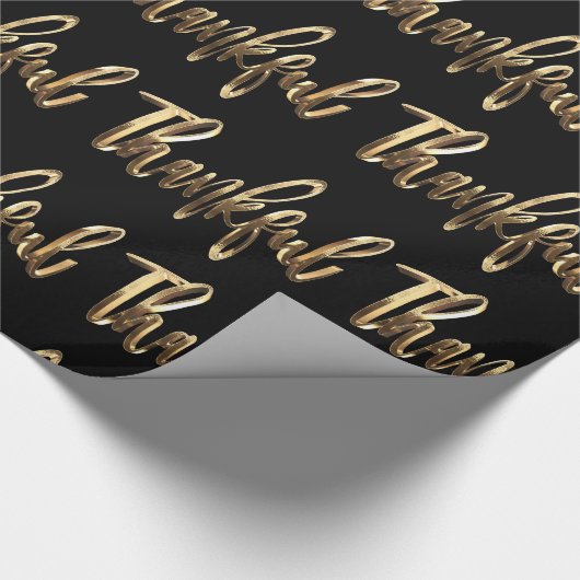 感謝の気持ちを込めたエレガントなブラックとゴールドの感謝祭 ラッピングペーパー (角)