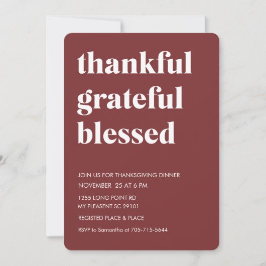 感謝の気持ちを込めたブルゴーニュ賛美ーの感謝祭 招待状 (正面)