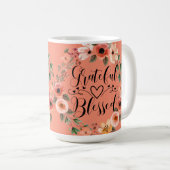 感謝の気持ちを込めたマグカップ - 水彩画の花輪デザイン コーヒーマグカップ (正面右)