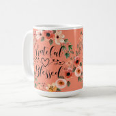 感謝の気持ちを込めたマグカップ - 水彩画の花輪デザイン コーヒーマグカップ (正面左)