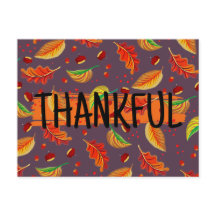 感謝の気持ちを込めたモダンな秋の落ち葉とナッツのデザイン　栗