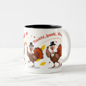 感謝の気持ちを込めた幸せな感謝祭引用文 ツートーンマグカップ (正面右)