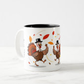 感謝の気持ちを込めた幸せな感謝祭引用文 ツートーンマグカップ (正面左)