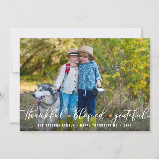 感謝の気持ちを込めた感謝祭の写真 シーズンカード (正面)