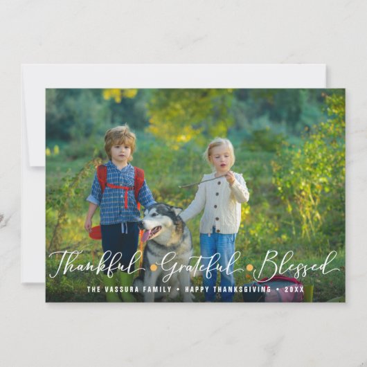 感謝の気持ちを込めた感謝祭の写真 シーズンカード (正面)