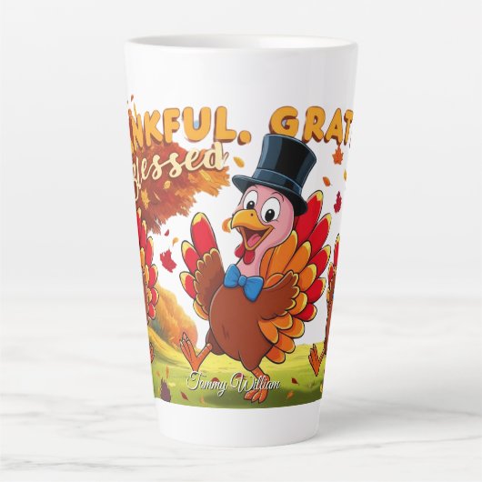 感謝の気持ちを込めた感謝祭引用文 カフェラテマグ (正面)