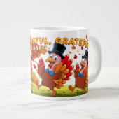 感謝の気持ちを込めた感謝祭引用文 ジャンボコーヒーマグカップ (正面右)