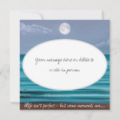 感謝の気持ちを込めた月光に照らされたターコイズの海でのビーチウェディング サンキューカード (裏面)