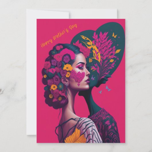 感謝の気持ちを込めた母の日のフラットなホリデーカード シーズンカード (正面)