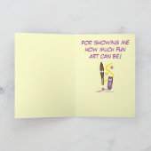 感謝の気持ちを込めた美術の先生へのカード（漫画風） サンキューカード (内部)