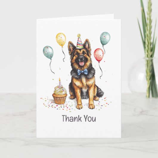 感謝の気持ちを込めた誕生日のドイツ牧羊犬 サンキューカード (正面)