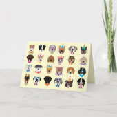 感謝の気持ちを込めた誕生日犬フェイスパーティーアニマルズ サンキューカード (正面)