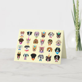 感謝の気持ちを込めた誕生日犬フェイスパーティーアニマルズ サンキューカード