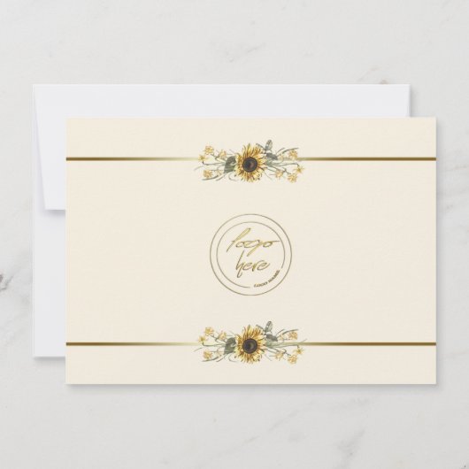 感謝の気持ちを込めた ラスティック イエロー ヒマワリ ゴールド ロゴ (裏面)