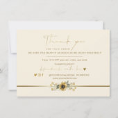 感謝の気持ちを込めた ラスティック イエロー ヒマワリ ゴールド ロゴ (正面)