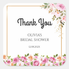 感謝の気持ちを込めた Petals and Prosecco フラワーブライダルシャワー スクエアシール